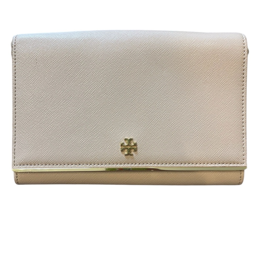 Tory Burch Saffiano Leather clutch - Light Beige/pink